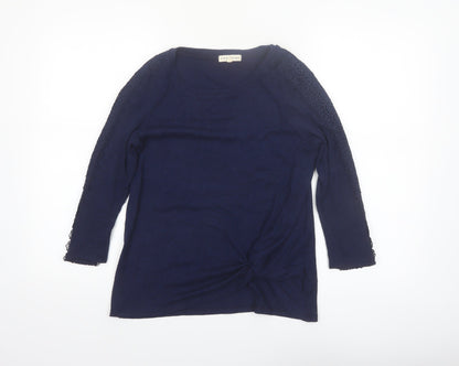 Retrology Women Blue Lace Sleeve Scoop Neck Pullover Jumper XS