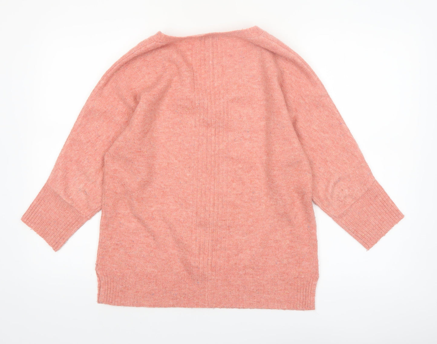 Monsoon Women Pink V-Neck 3/4 Sleeve Knit Pullover Jumper Size S