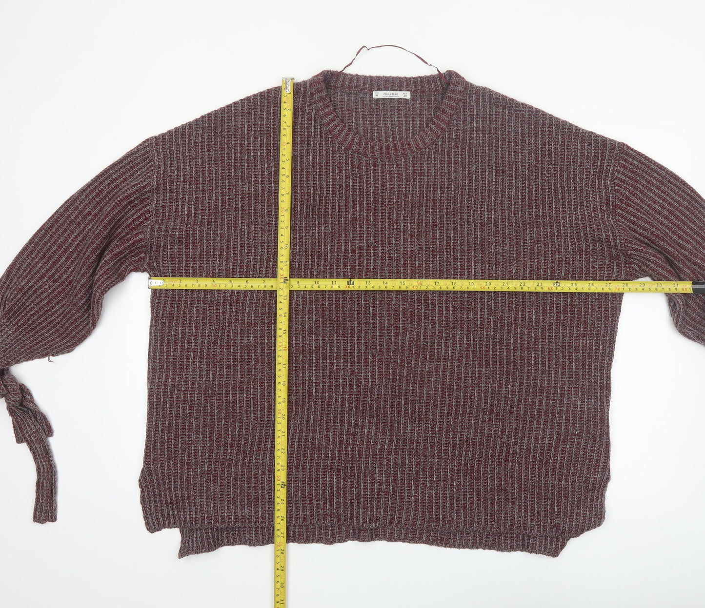 Pull & Bear Women Brown Acrylic Knit Crew Neck Jumper Size 10