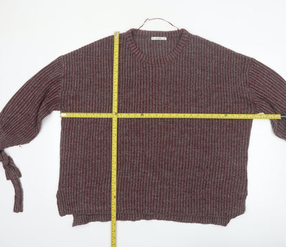 Pull & Bear Women Brown Acrylic Knit Crew Neck Jumper Size 10