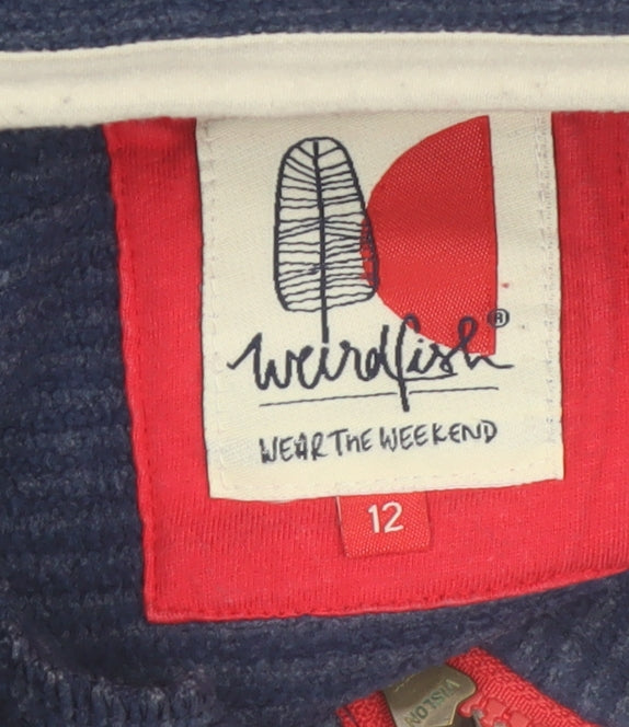 Weird Fish Women's Blue Half Zip Fleece Sweatshirt Size 12
