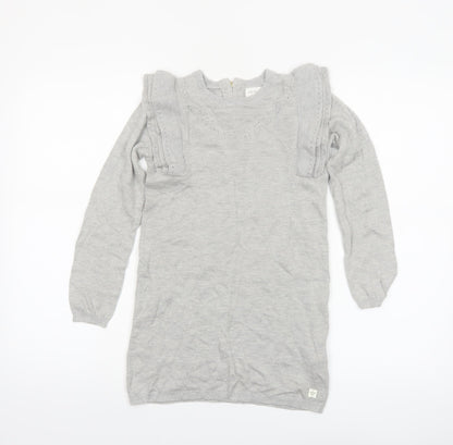 Carrément Beau Girls Grey Long Sleeve Knitted Jumper Dress Size 8 Years