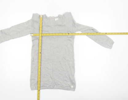 Carrément Beau Girls Grey Long Sleeve Knitted Jumper Dress Size 8 Years
