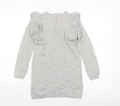 Carrément Beau Girls Grey Long Sleeve Knitted Jumper Dress Size 8 Years