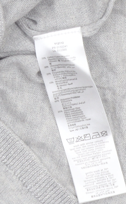 Carrément Beau Girls Grey Long Sleeve Knitted Jumper Dress Size 8 Years