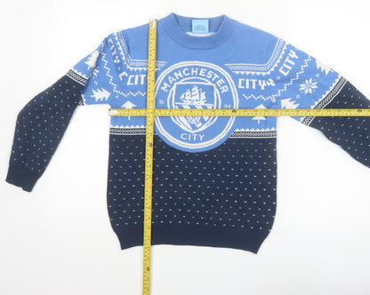 Manchester City Boys Blue Long Sleeve Pullover Jumper Size 10-11 Years