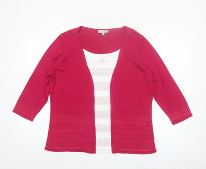 Marks & Spencer Per Una Women’s Pink Size 16 Open Knit Cardigan