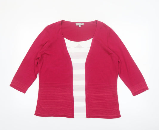 Marks & Spencer Per Una Women’s Pink Size 16 Open Knit Cardigan