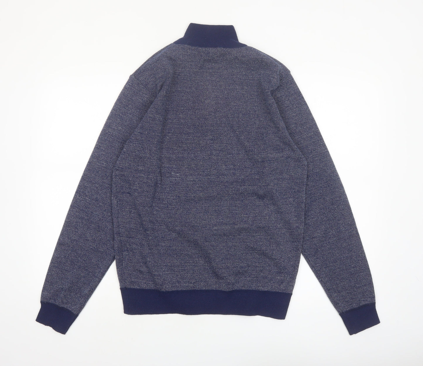 Kensington Eastside Men's Blue Half Zip High Neck Knit Jumper Size M
