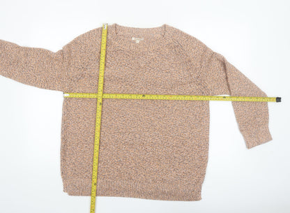 Barbour Womens Beige Cotton Wool Jumper Size 16 Crew Neck Knitwear