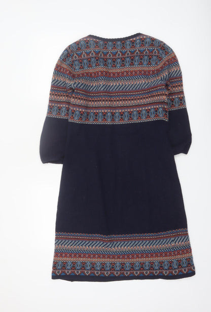Monsoon Women's Multicoloured Wool Knit Jumper Dress M