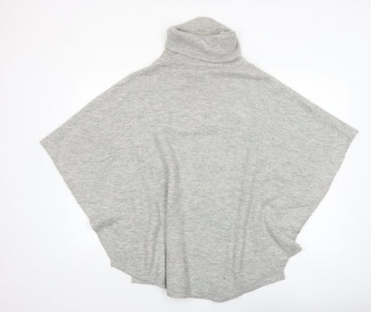 Accessorize Women Grey Roll Neck Knit Cape Jumper One Size