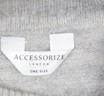 Accessorize Women Grey Roll Neck Knit Cape Jumper One Size