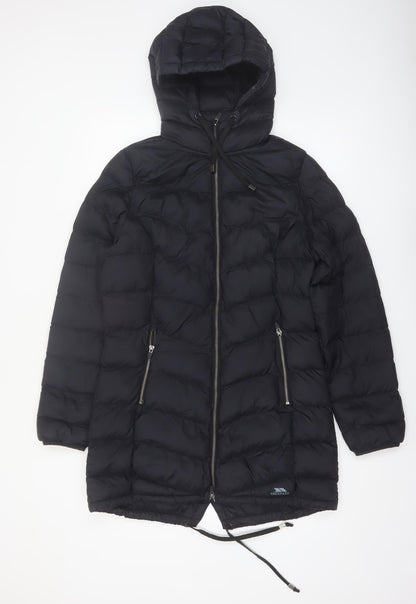Trespass Womens Black Long Hooded Puffer Coat Size S