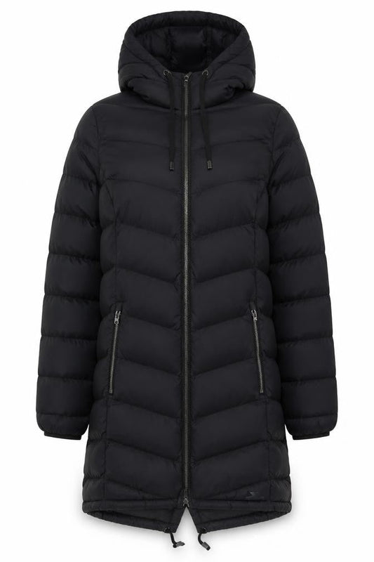 Trespass Womens Black Long Hooded Puffer Coat Size S