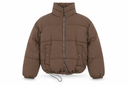 Pull & Bear Womens Brown Puffer Jacket S Quilted Cropped Winter Coat