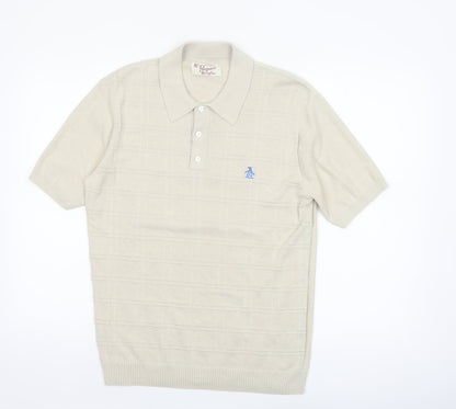 Original Penguin Mens Beige Cotton Short Sleeve Polo Shirt M