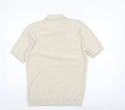 Original Penguin Mens Beige Cotton Short Sleeve Polo Shirt M