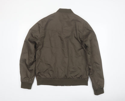 Elvine Men's Brown Bomber Jacket Size L Cotton Casual Zip Up