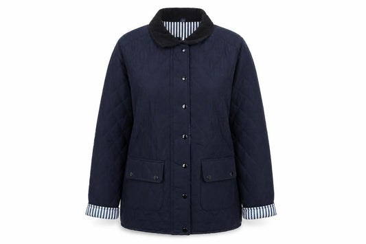 Urban Diva Women's Blue Quilted Mid-Length Jacket XL