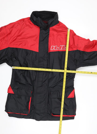 HJC Mens XL Black Red Motorcycle Jacket Reflective Nylon Windproof