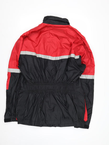 HJC Mens XL Black Red Motorcycle Jacket Reflective Nylon Windproof