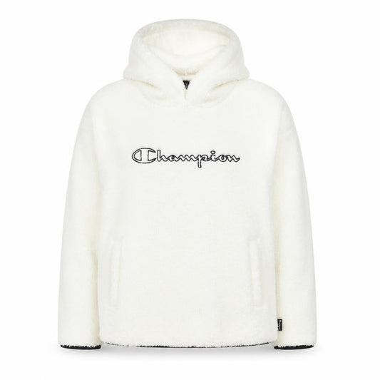 Champion Women’s Ivory Hooded Pullover Sweatshirt Size L Fleece Lined