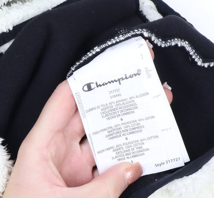 Champion Women’s Ivory Hooded Pullover Sweatshirt Size L Fleece Lined