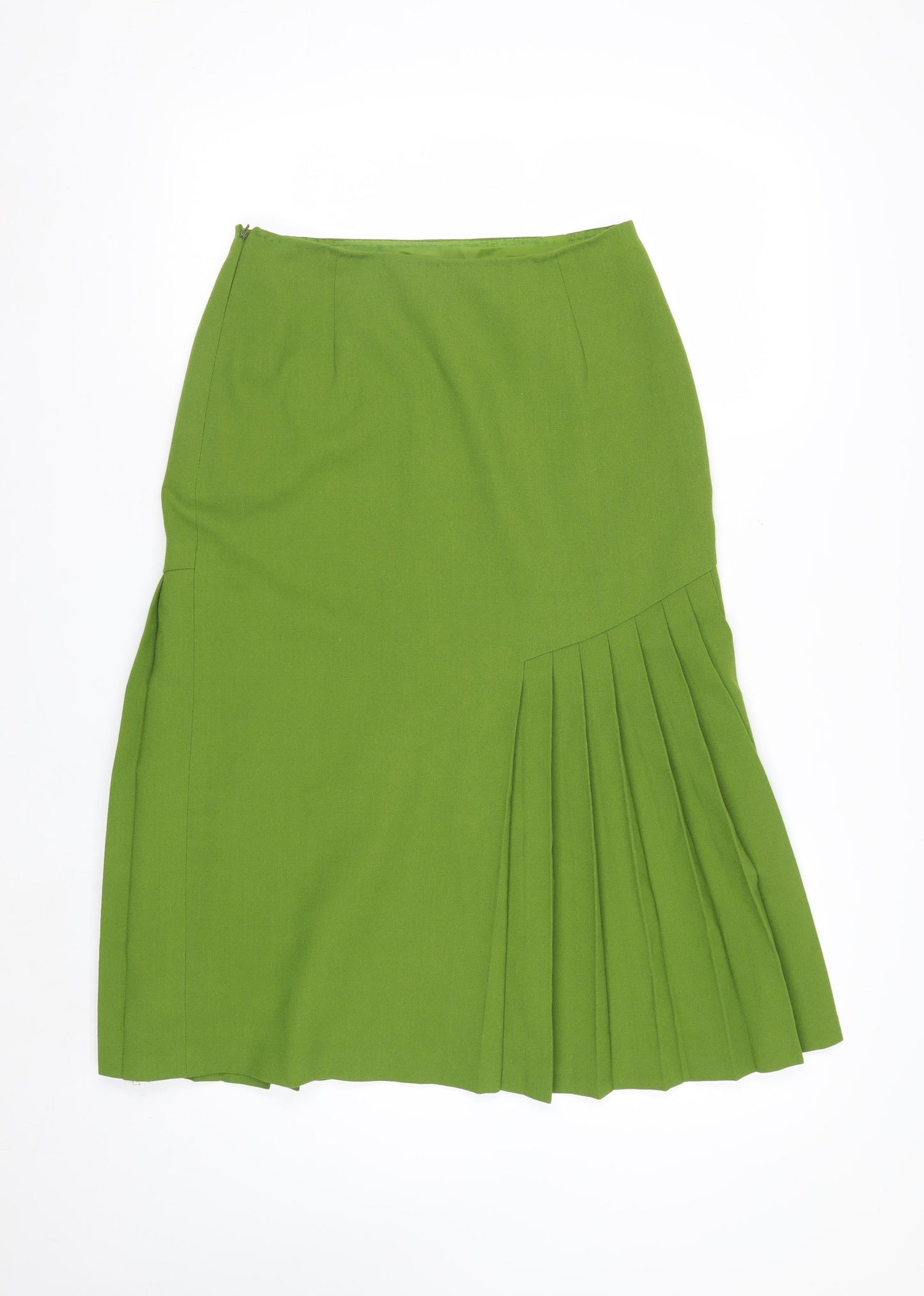 Jacques Vert Women’s Green Pleated Wool Blend Midi Skirt Size 12