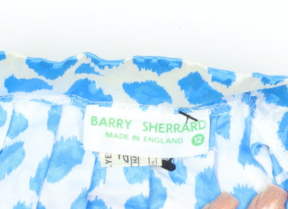 Barry Sherrard Women's Blue Animal Print Midi Pleated Skirt Size 12
