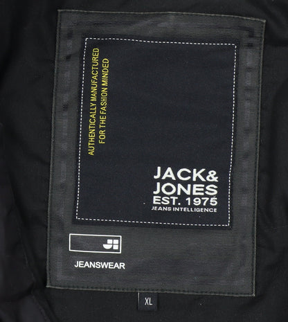 Jack & Jones Men's Black Quilted Jacket XL Regular Fit Nylon