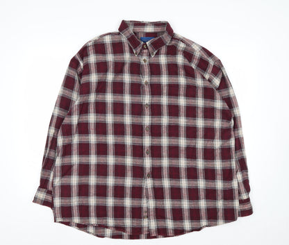 Towncraft Men's Red Plaid Flannel Button-Up Shirt XL