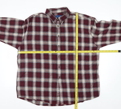 Towncraft Men's Red Plaid Flannel Button-Up Shirt XL