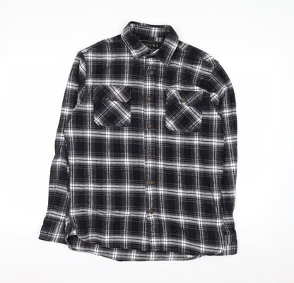 JACHS New York Mens Black Check Flannel Long Sleeve Shirt M