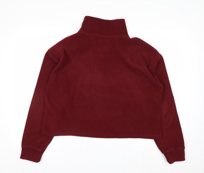 Superdry Womens Burgundy 1/4 Zip Fleece Sweatshirt UK 12