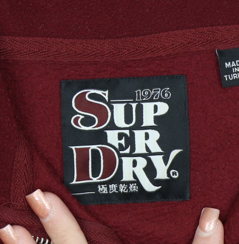 Superdry Womens Burgundy 1/4 Zip Fleece Sweatshirt UK 12
