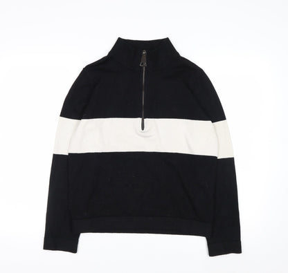 Apricot Women's Black Stripe Mock Neck Half Zip Jumper Size 8