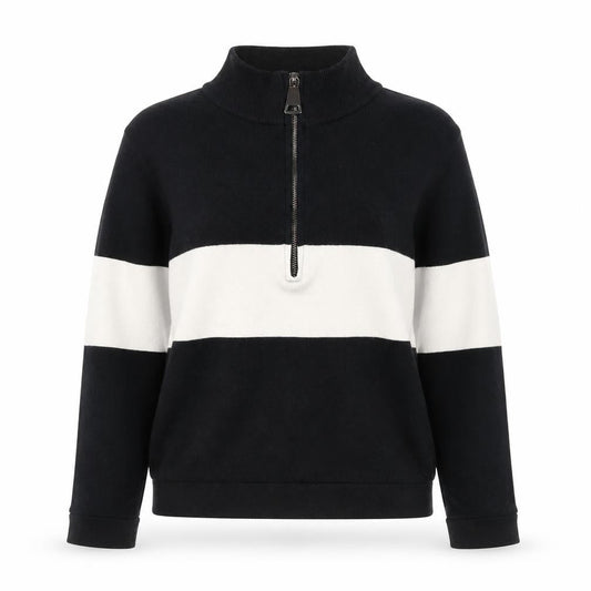 Apricot Women's Black Stripe Mock Neck Half Zip Jumper Size 8