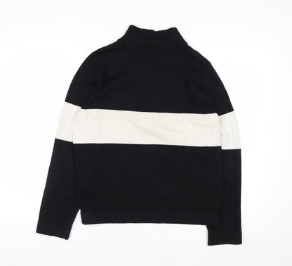 Apricot Women's Black Stripe Mock Neck Half Zip Jumper Size 8