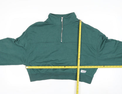 H&M Divided Women’s Green 1/2 Zip Pullover Sweatshirt XL Cotton Blend