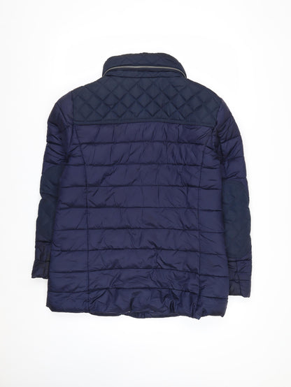 Next Women's Blue Quilted Shower Resistant Mid-Length Jacket Size 12
