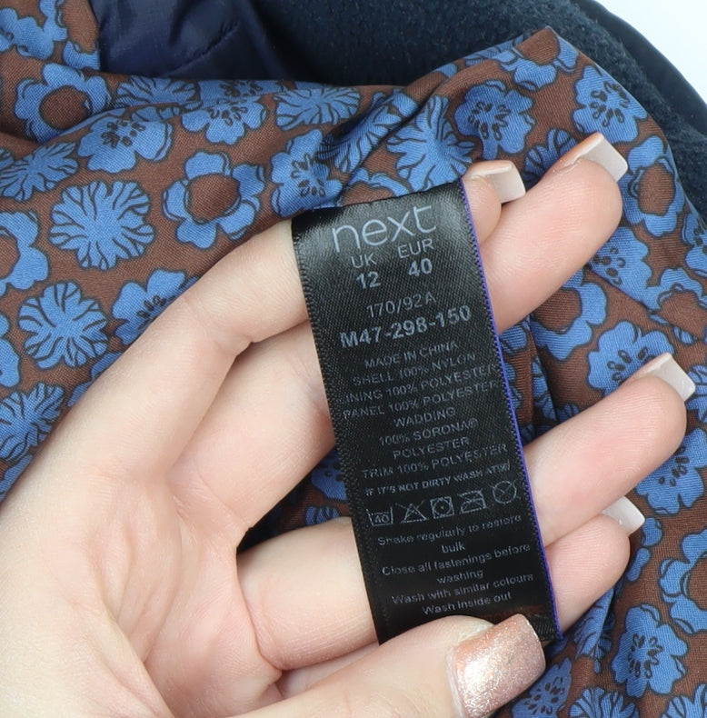 Next Women's Blue Quilted Shower Resistant Mid-Length Jacket Size 12