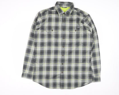 Eddie Bauer Men's Grey Plaid Long Sleeve Button-Up Shirt L Tall