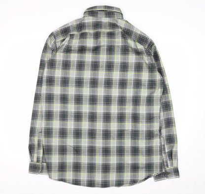 Eddie Bauer Men's Grey Plaid Long Sleeve Button-Up Shirt L Tall