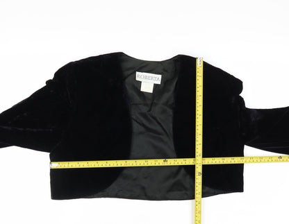 Roberta Women's Black Velvet Cropped Tuxedo Blazer Size L