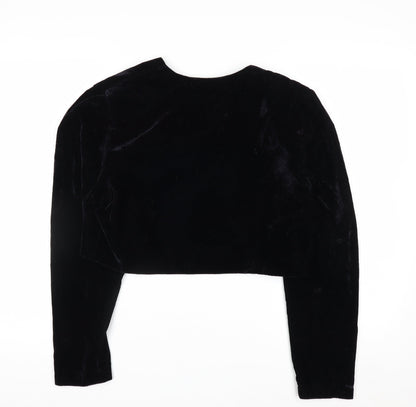 Roberta Women's Black Velvet Cropped Tuxedo Blazer Size L