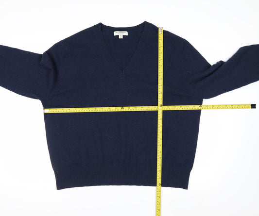 Marks and Spencer Men’s Blue Cashmere V-Neck Jumper XL