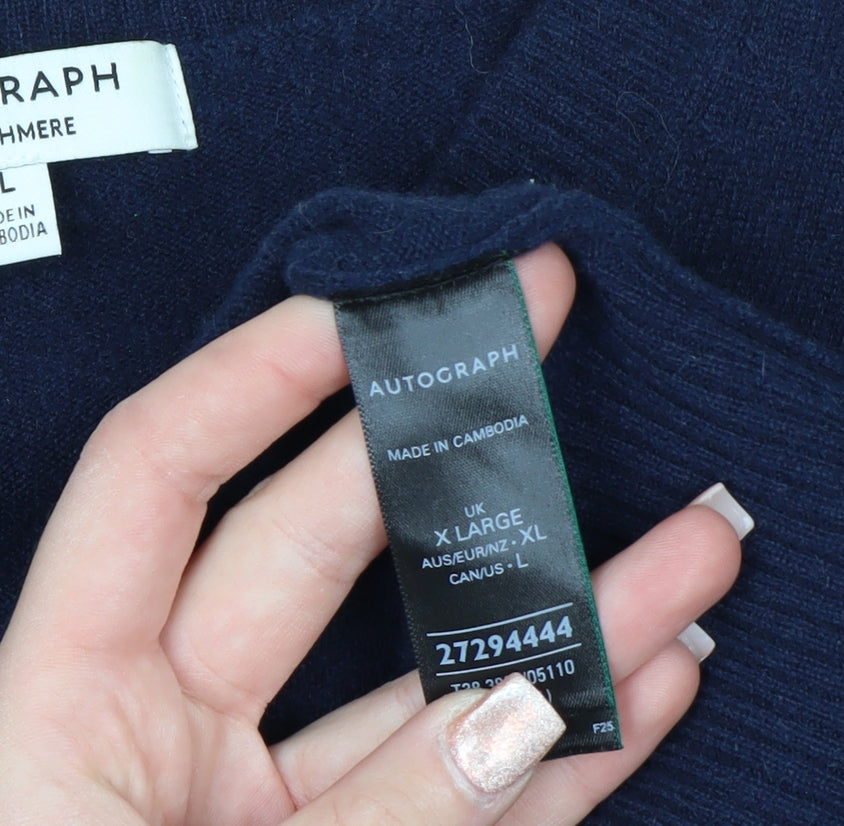 Marks and Spencer Men’s Blue Cashmere V-Neck Jumper XL