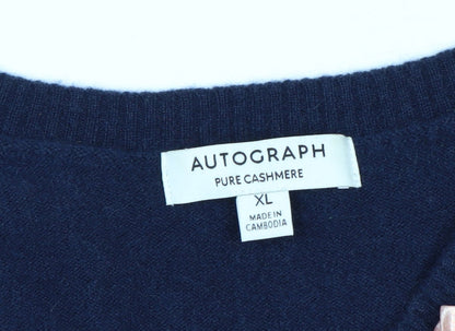 Marks and Spencer Men’s Blue Cashmere V-Neck Jumper XL