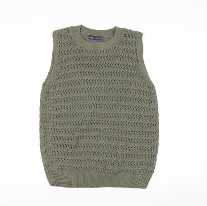 Marks and Spencer Women's Green Knit Cotton Sleeveless Vest M